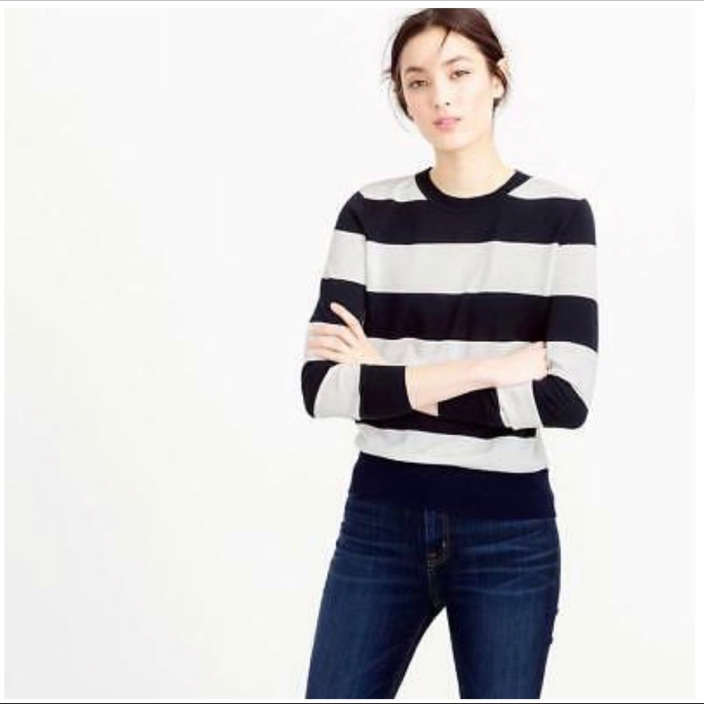 J. Crew gray white stripe cotton fitted top - Picture 2 of 8